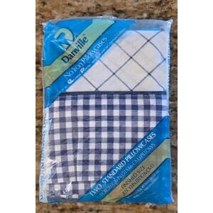 Vintage Danville‎ No Iron Pillowcases by Dan River New checkered stripe